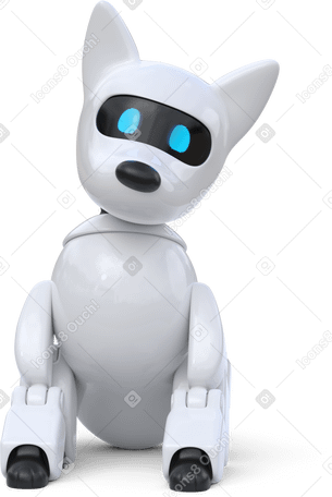 3D robot dog sitting Illustration in PNG, SVG