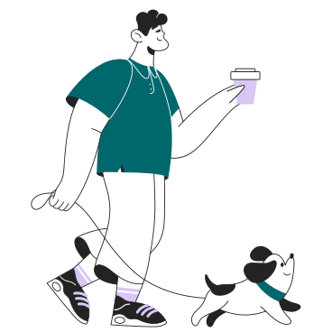Mann geht mit hund spazieren PNG, SVG