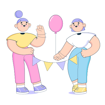 Women cheerfully greet someone with balloons and flags  PNG, SVG