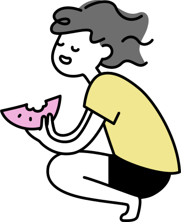 Giovane donna con un'anguria accovacciata PNG, SVG