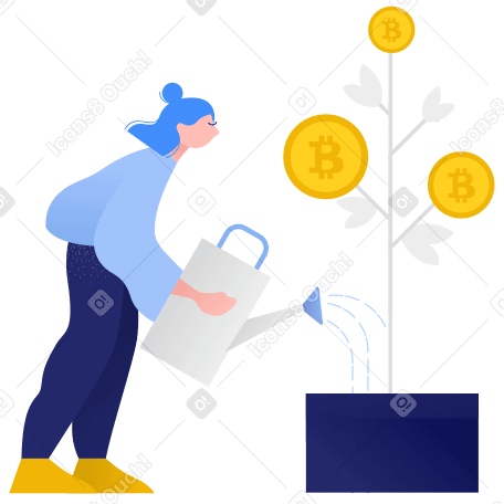 Bitcoin growth Illustration in PNG, SVG