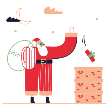 Santa claus putting christmas gifts in chimney PNG, SVG