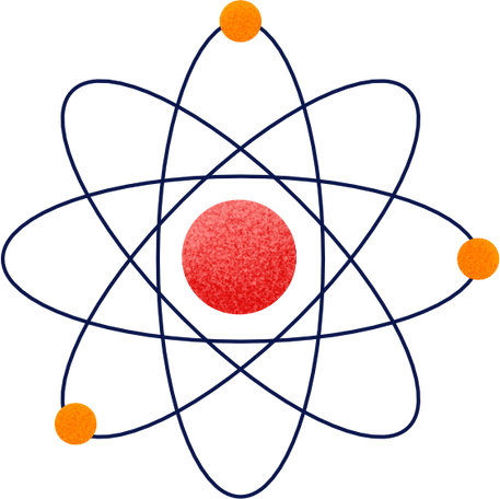 atom with protons neurons and electrons Illustration in PNG, SVG
