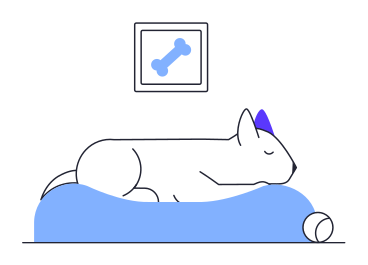 Собака отдыхает в постели в PNG, SVG