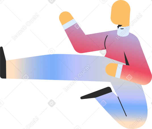 adult jump kick Illustration in PNG, SVG