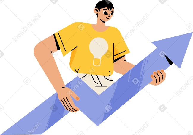 guy holding a blue arrow Illustration in PNG, SVG