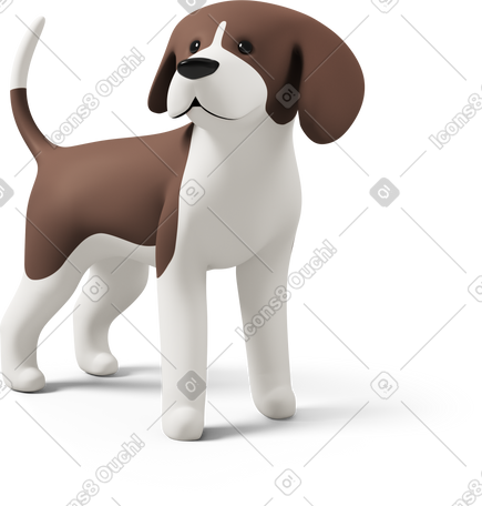 3D front view of a beagle dog PNG, SVG