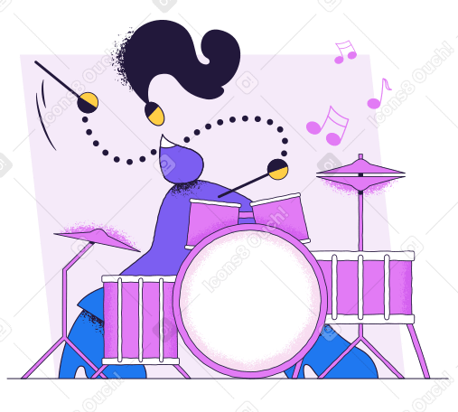 Woman playing drum kit PNG, SVG