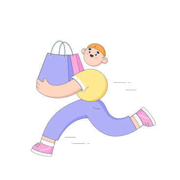 Delivery man runs fast with ordered goods PNG, SVG