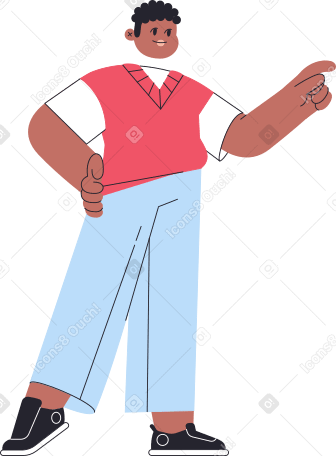 man in red vest standing and holding something Illustration in PNG, SVG