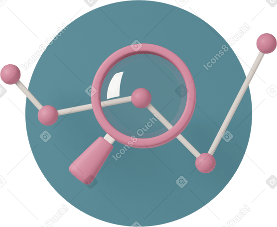 3D line graph and loupe PNG, SVG