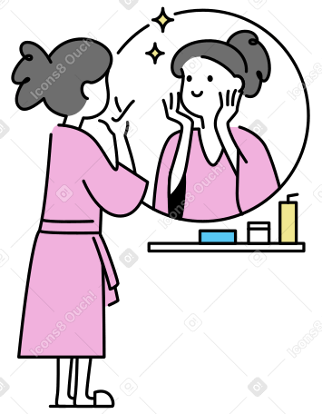 Young woman taking care of her skin PNG, SVG