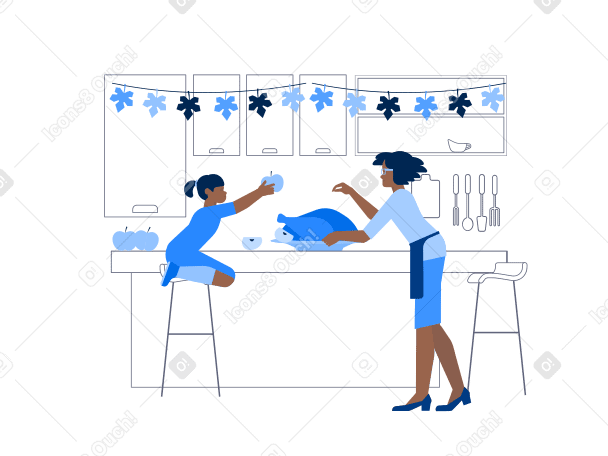 Thanksgiving Day Cooking Illustration in PNG, SVG