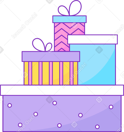 Новогодние подарки в коробках в PNG, SVG