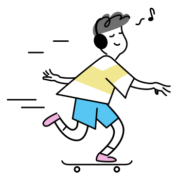 Анимированная иллюстрация Молодой человек или подросток катается на скейтборде в GIF, Lottie (JSON), AE