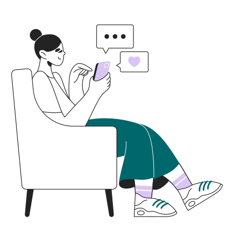 Woman chatting on the phone Illustration in PNG, SVG