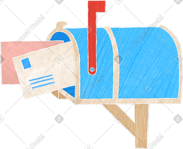 Blue mailbox with letters PNG, SVG