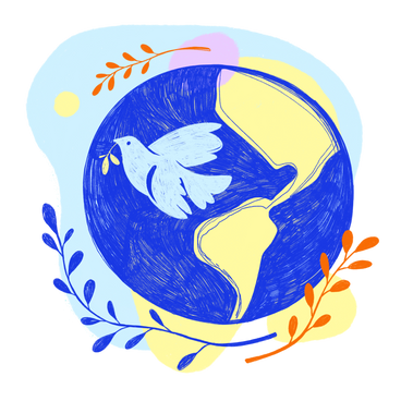 Planet earth and the dove as a symbol of peace and love between people PNG, SVG