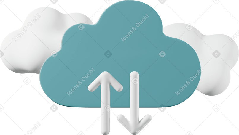3D cloud storage convert Illustration in PNG, SVG