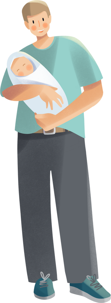 young father with a baby in his arms PNG, SVG