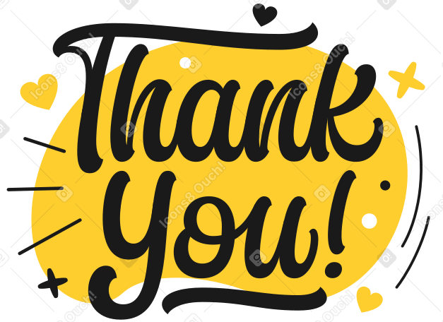 Lettering Thank You with decorative elements PNG, SVG