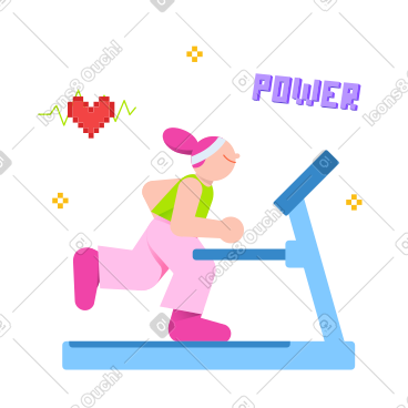 在跑步机上跑步的年轻女子 PNG, SVG