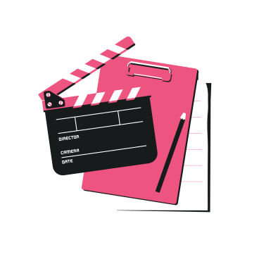 Movie clapper board, clipboard with clip and pencil PNG, SVG
