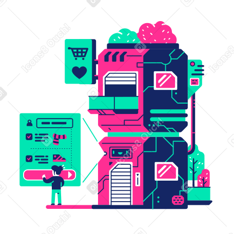 Distanced shopping Illustration in PNG, SVG