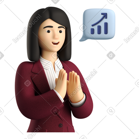 3D 女商人对利润增长感到高兴 PNG, SVG