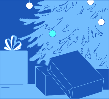 frame with presents under the tree PNG, SVG