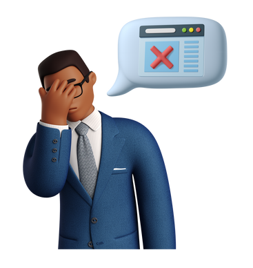 Businessman facepalming over a page not found error PNG, SVG