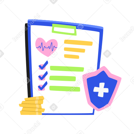 Insurance policy, coins and shield PNG, SVG