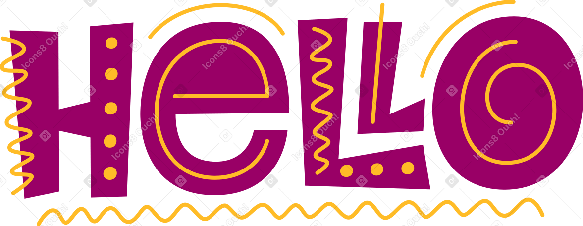 lettering hello with lines and dots Illustration in PNG, SVG