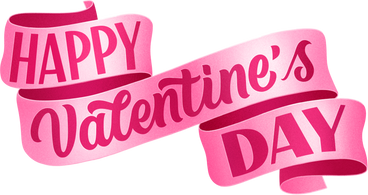 Schriftzug „fröhlicher valentinstag“-text auf dem rosa band PNG, SVG
