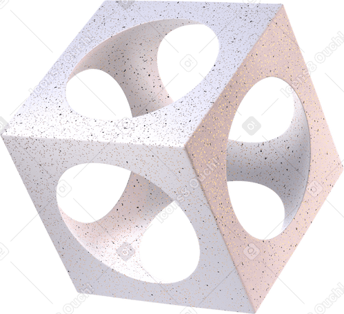 3D 具有圆形空隙的斑点立方框架 PNG, SVG