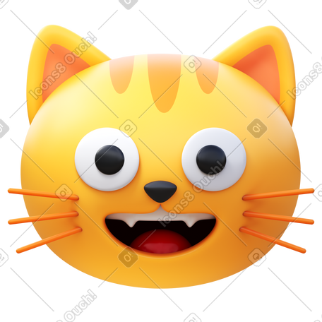 3D grinning cat PNG, SVG