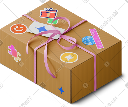 3D isometric view of gift box PNG, SVG