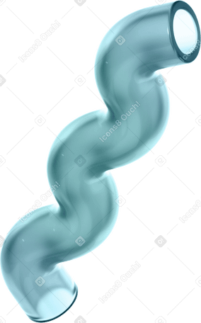 3D Tube ondulé en verre monochrome PNG, SVG