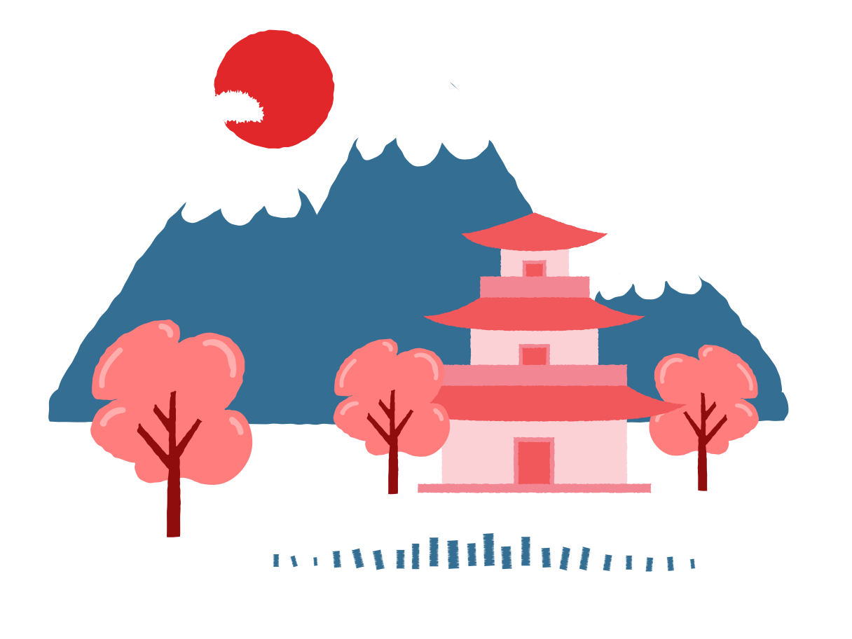 Japanese landscape Illustration in PNG, SVG