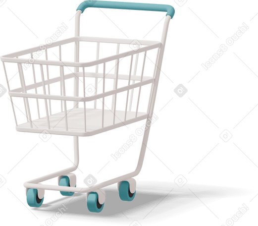 3D Three quarter view of shopping cart PNG, SVG