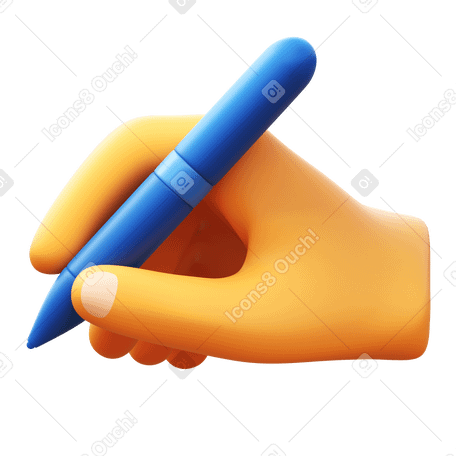 3D hand with pen writing PNG, SVG