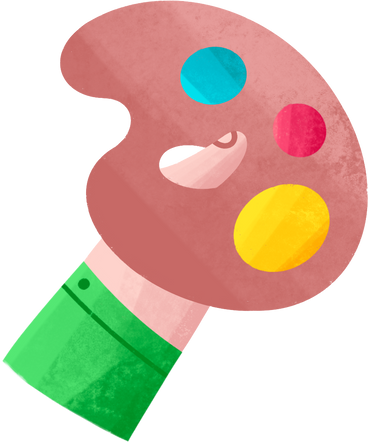 hand holding a palette of paints PNG, SVG