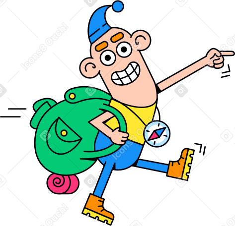 tourist with a backpack Illustration in PNG, SVG