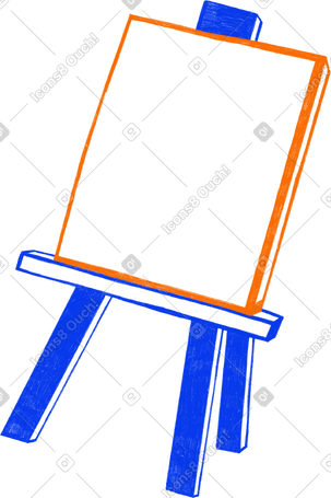 blue easel with large canvas PNG, SVG