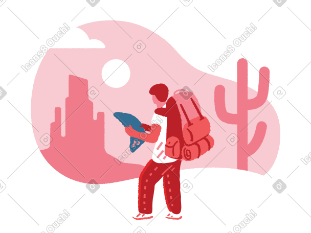 看地图的男性旅行者 PNG, SVG