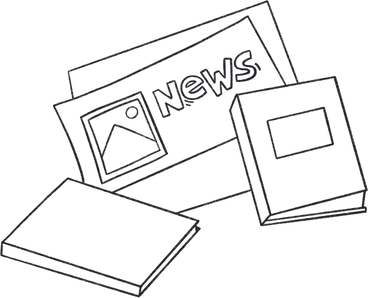 newspaper with news and two books PNG, SVG