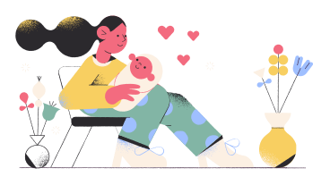 A woman holding a baby in her arms PNG, SVG