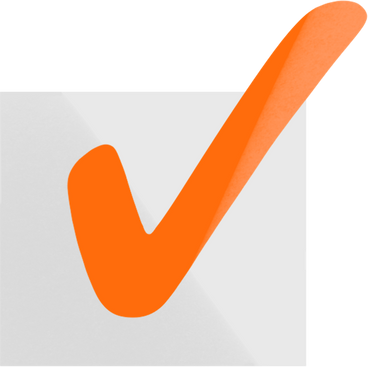 gray box with orange check mark PNG, SVG