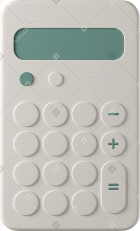 3D front view of white calculator Illustration in PNG, SVG
