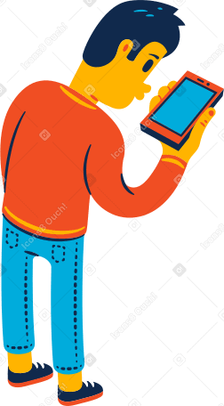 msn looking at the phone Illustration in PNG, SVG